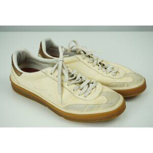 Loro Piana Tennis Walk Cream Leather Mens Sneakers Sz 40